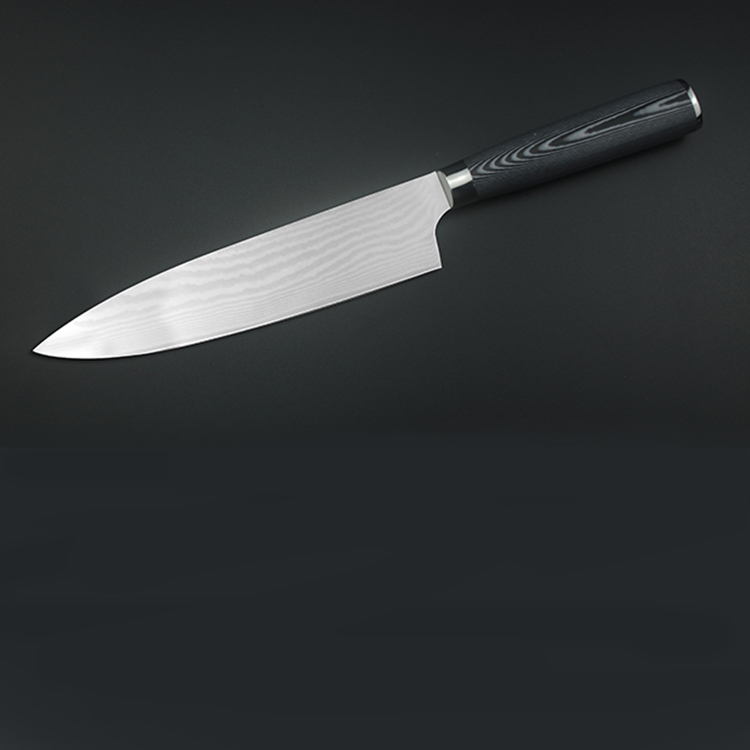 Langda 5pcs G10 handle Japanese Classical Damascus kitchen knife set with block