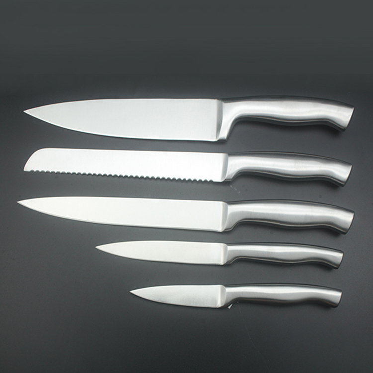 Langda 13pcs SS handle kitchen knife set with wooden block